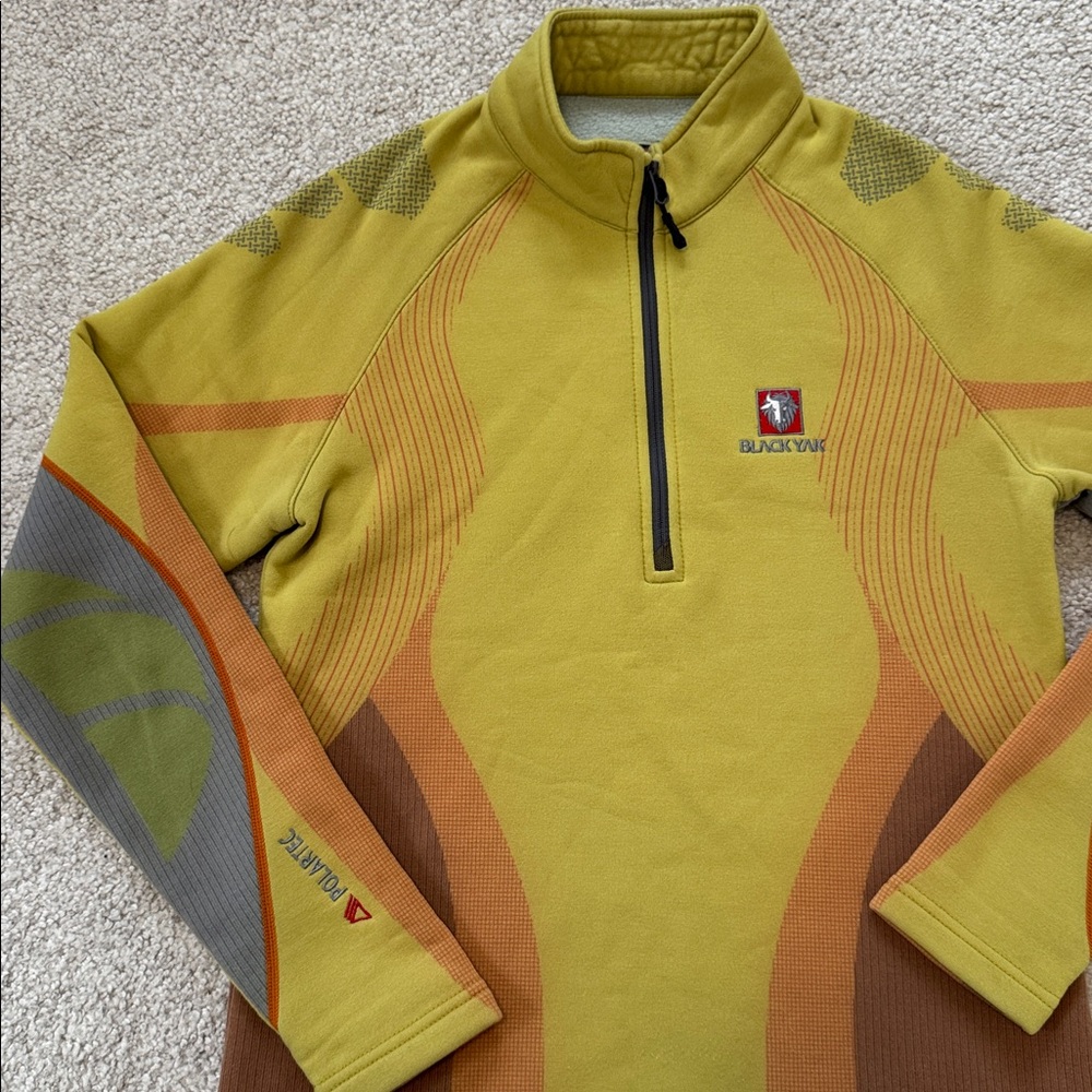 Black Yak Polartec Half-Zip Long Sleeve Fleece-Lined Base Layer Yellow Size M
